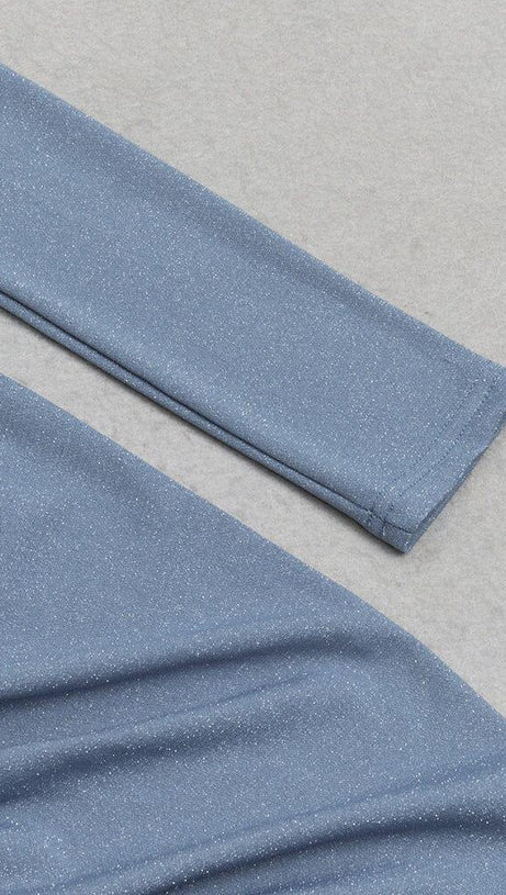 HALF TURTLENECK LONG SLEEVE PLEATED IRREGULAR BODYCON DRESS