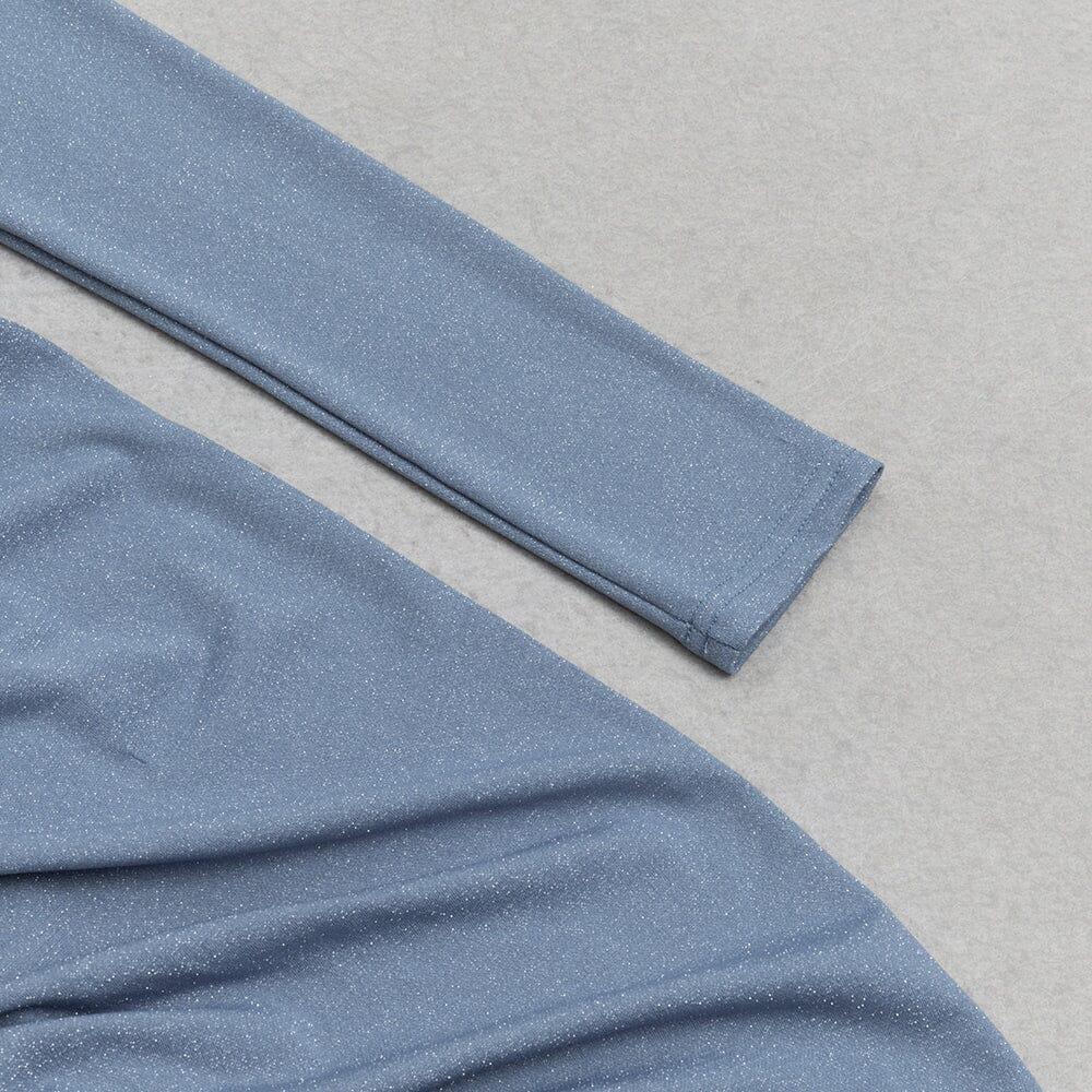 AIIZIE HALF TURTLENECK LONG SLEEVE PLEATED IRREGULAR BODYCON DRESS - product image