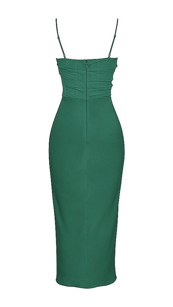 AIIZIE STRAP CORSET MIDI DRESS IN GREEN - product image