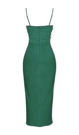 STRAP CORSET MIDI DRESS IN GREEN