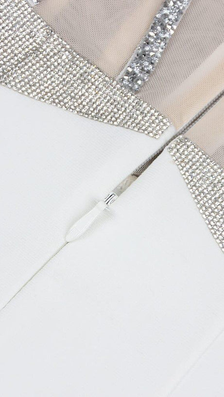 WHITE CRYSTAL CORSET SATIN GOWN