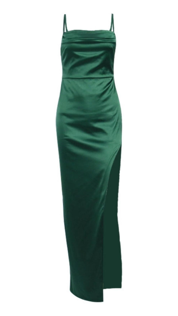 AIIZIE SATIN STRAP MAXI DRESS IN VERDE - product image
