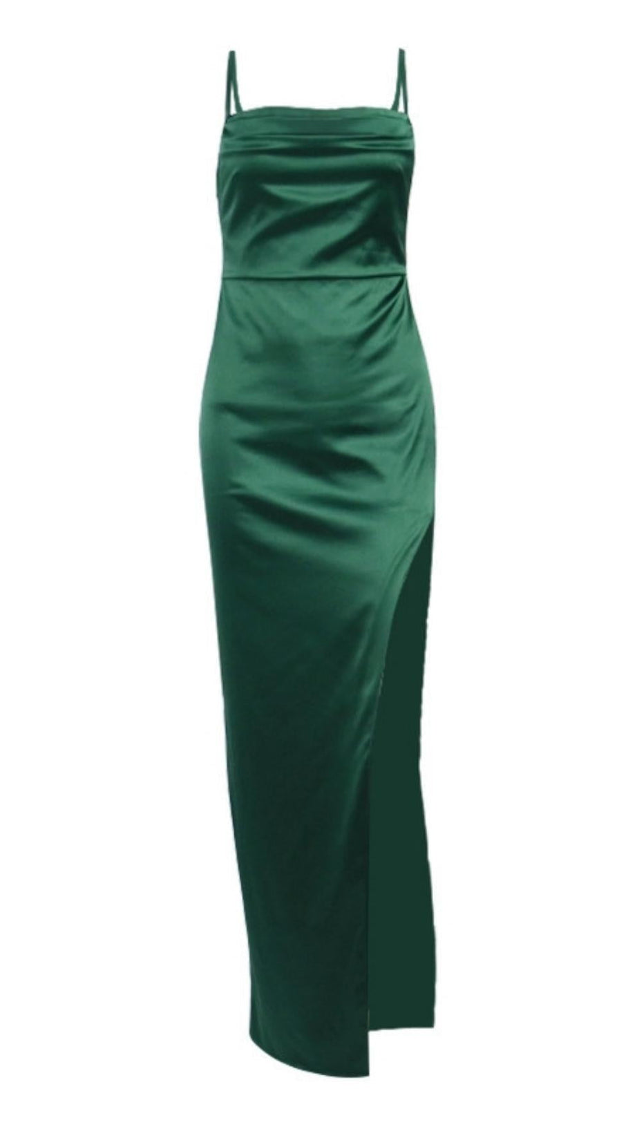 ABITO LUNGO CON SPALLINE IN RASO VERDE