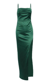 SATIN STRAP MAXI DRESS IN VERDE