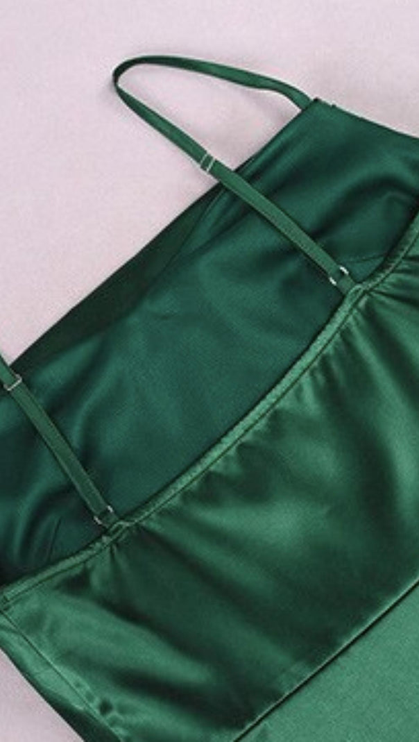 AIIZIE SATIN STRAP MAXI DRESS IN VERDE - product image