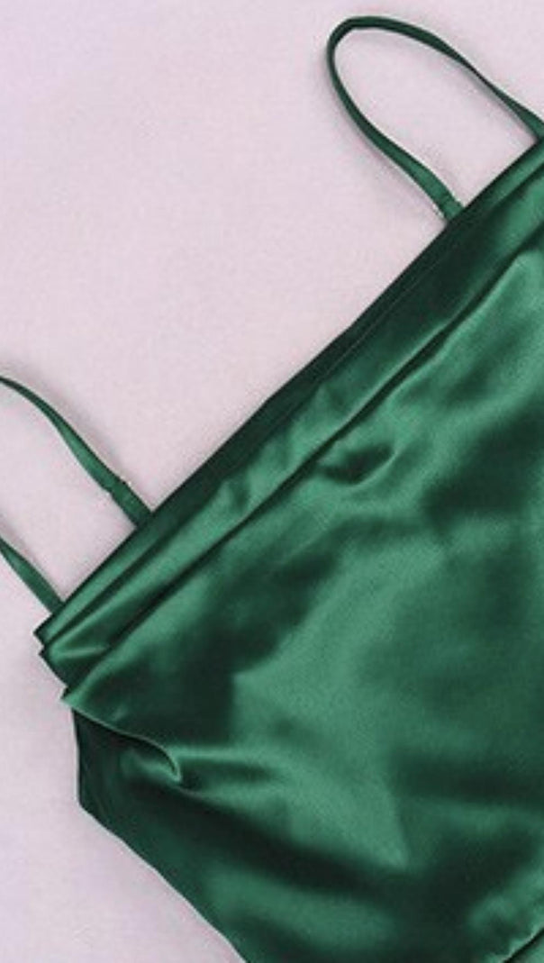 AIIZIE SATIN STRAP MAXI DRESS IN VERDE - product image