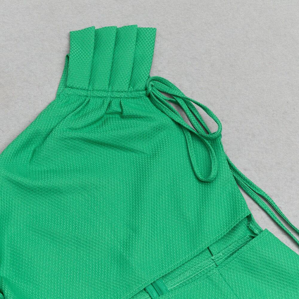 ABITO ALLA MODA VERDE CON SPALLE INCLINATE E CAVOLO