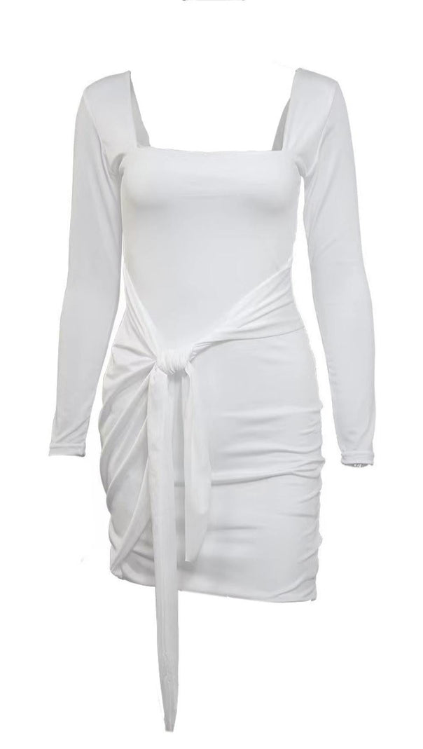 AIIZIE SQUARE NECK BODYCON MINI DRESS IN WHITE - product image
