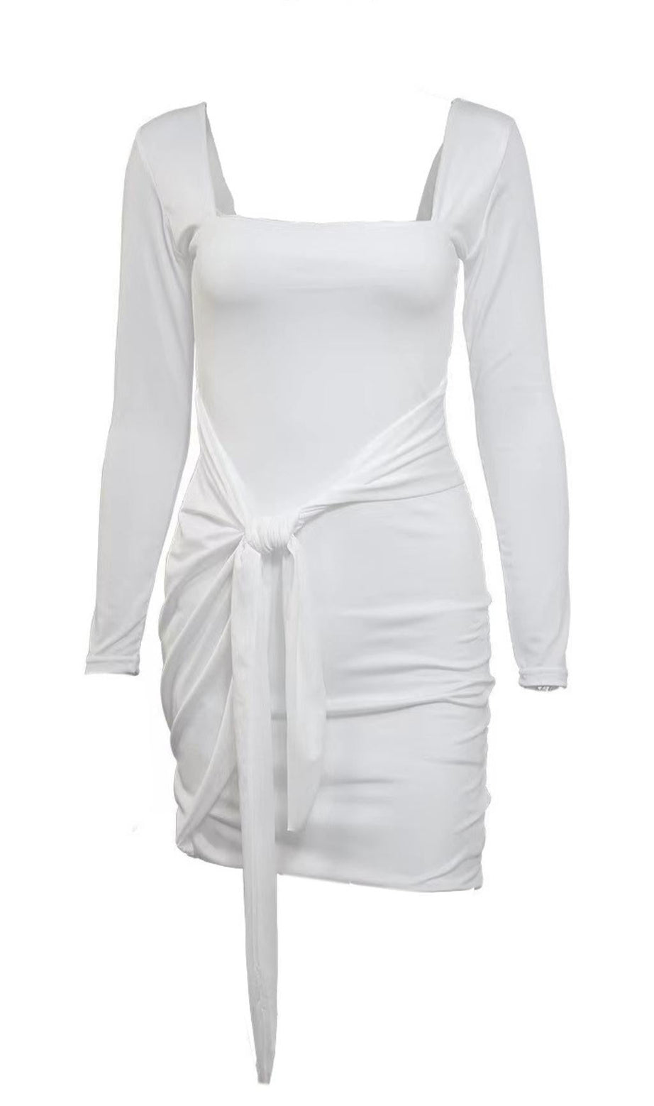 Bodycon-Minikleid mit quadratischem Ausschnitt in Weiß
