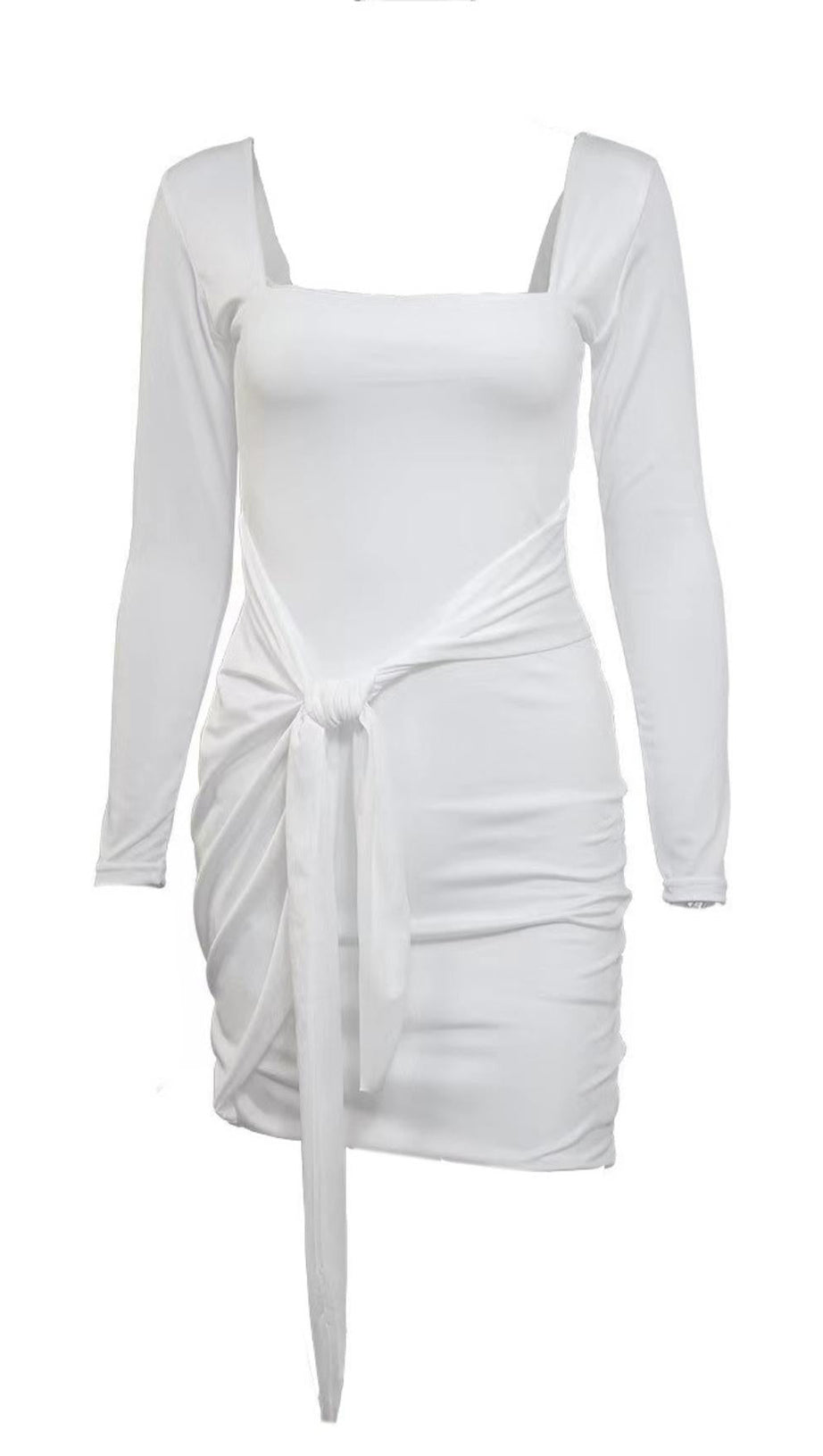 Bodycon-Minikleid mit quadratischem Ausschnitt in Weiß