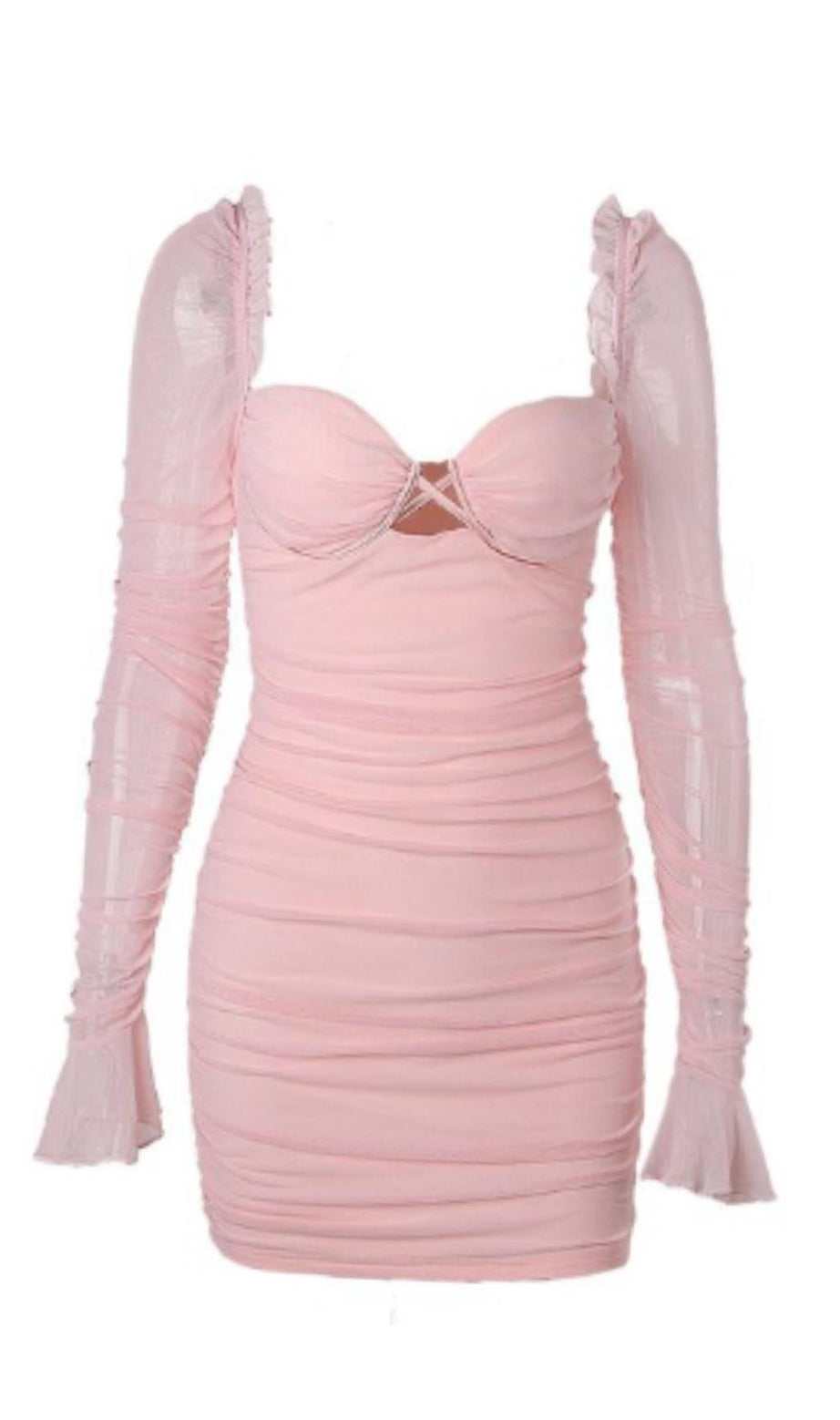 LANGÄRMELIGES, figurbetontes Minikleid