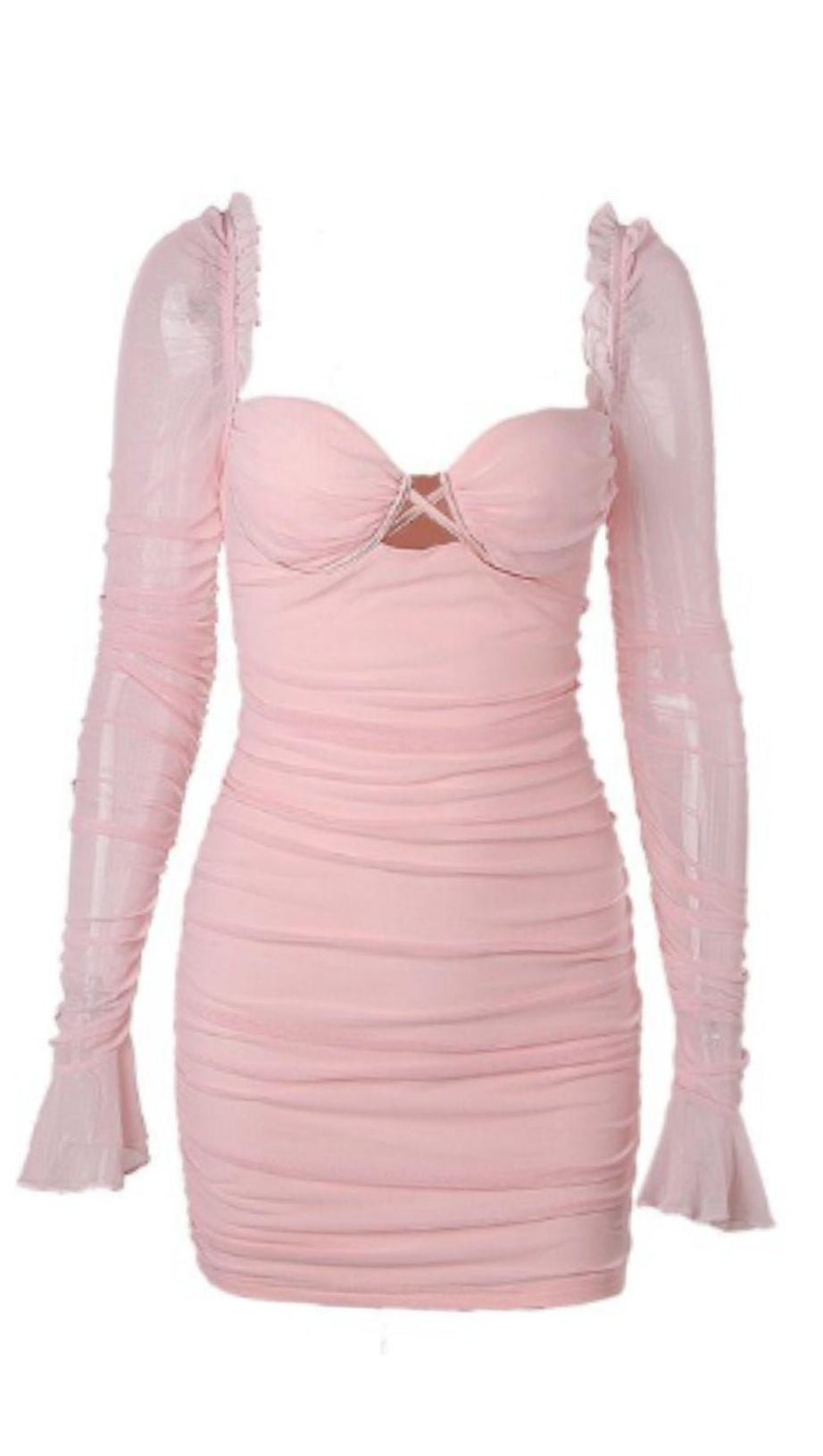LANGÄRMELIGES, figurbetontes Minikleid