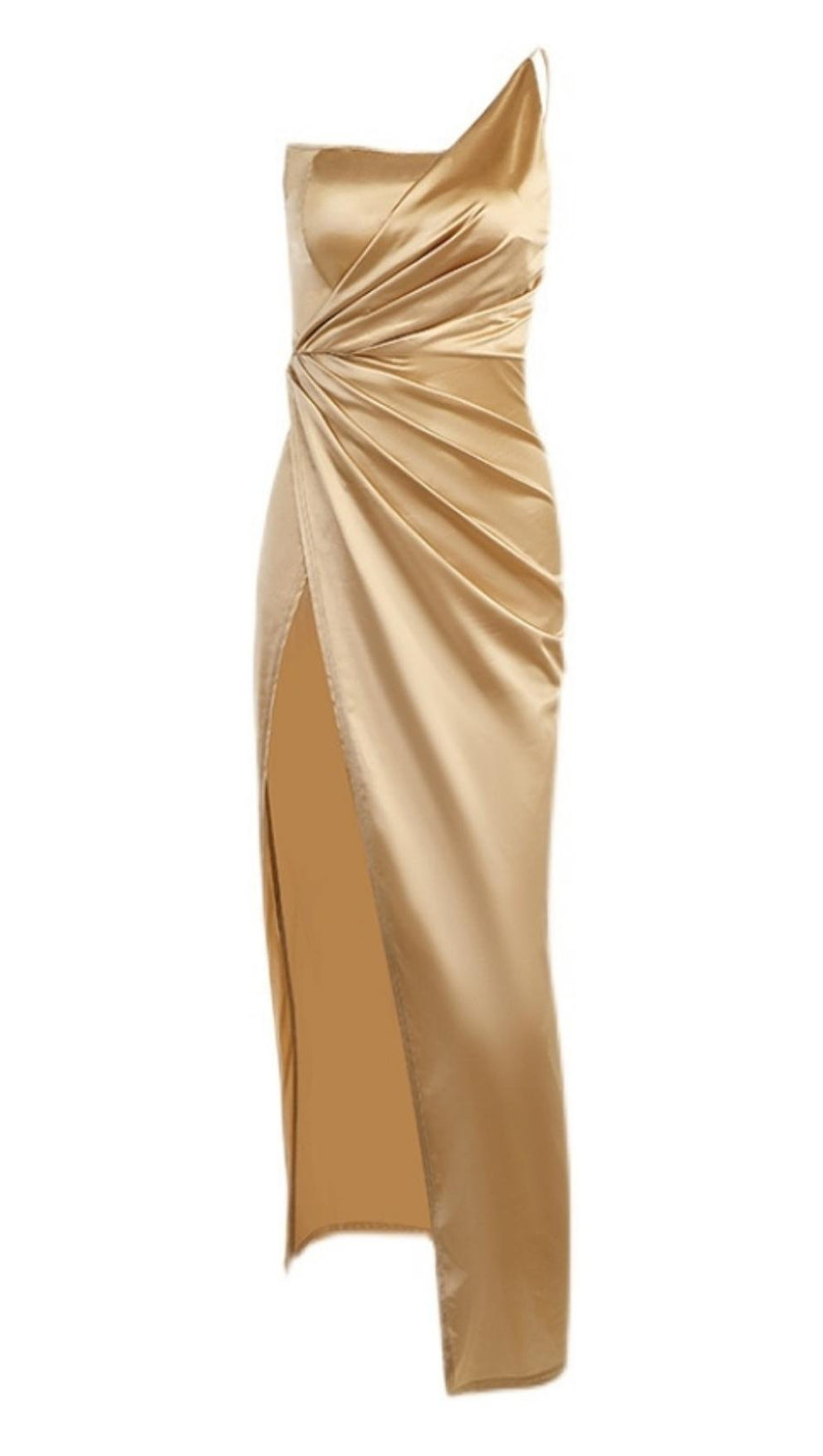 Bodycon-Maxikleid mit einer Schulter in Gold