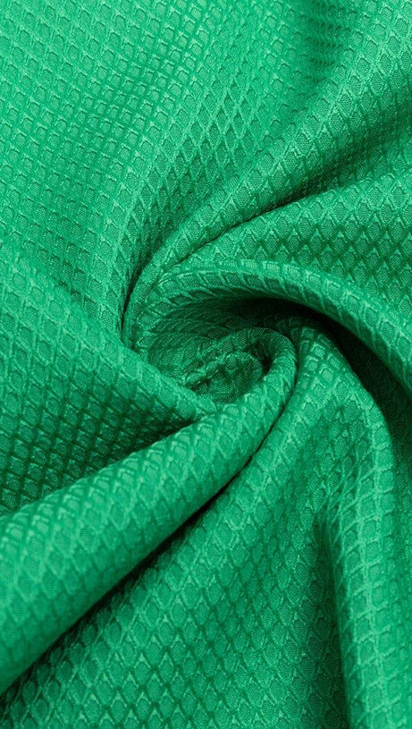 GREEN SLOPING SHOULDER HOLLOW FASHION DRESS