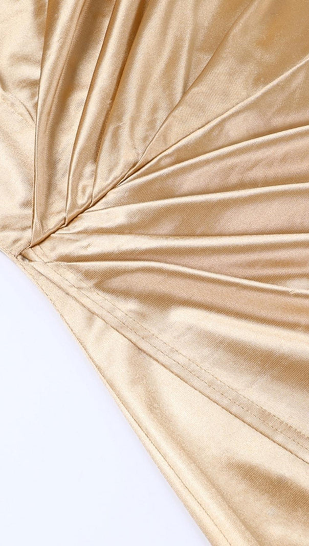 AIIZIE ONE SHOULDER BODYCON MAXI DRESS IN GOLD - product image