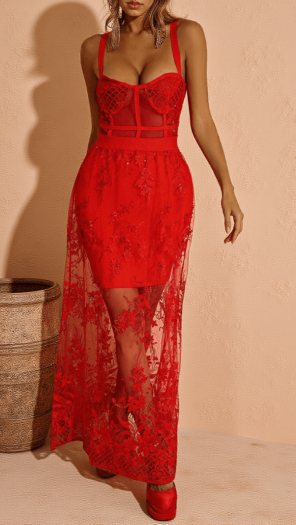 AIIZIE AMIRAH MAXI DRESS IN RED - product image