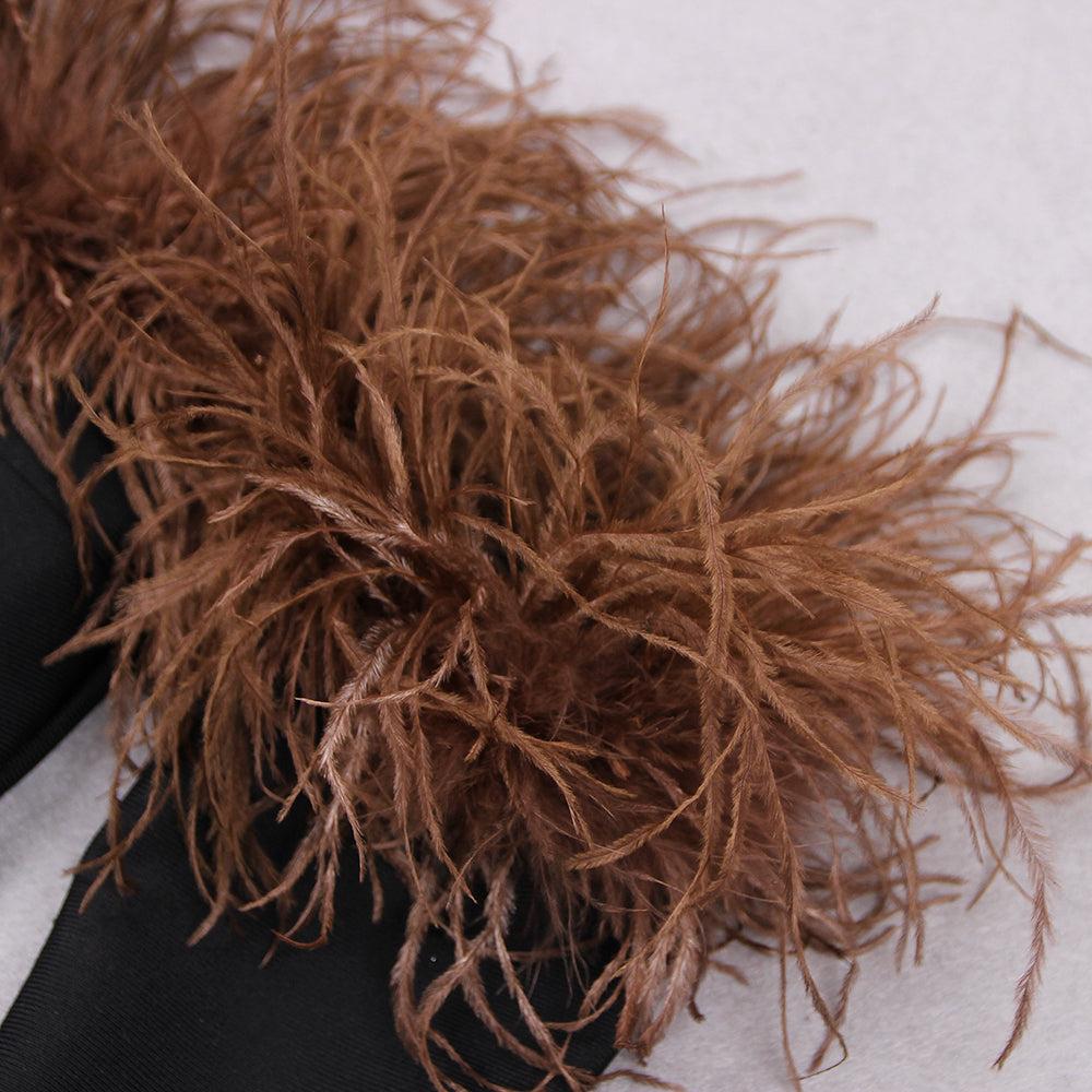 AIIZIE FEATHER OFF THE SHOULDER MIDI DRESS - product image