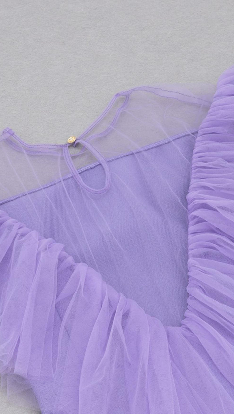 GAUZE RUCHED MIDI DRESS IN PURPLE