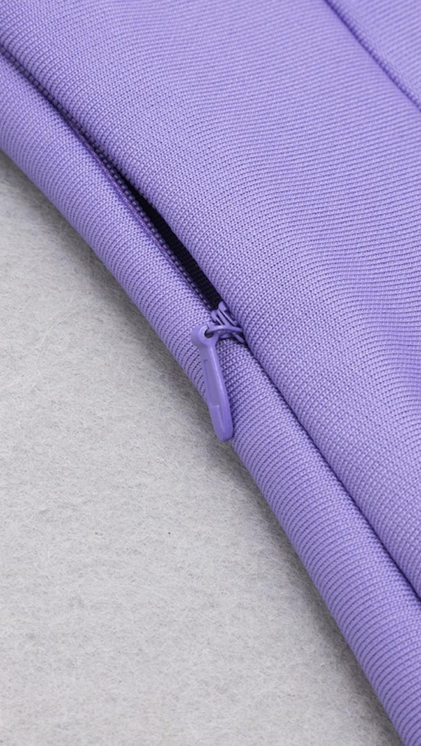 AIIZIE GAUZE RUCHED MIDI DRESS IN PURPLE - product image