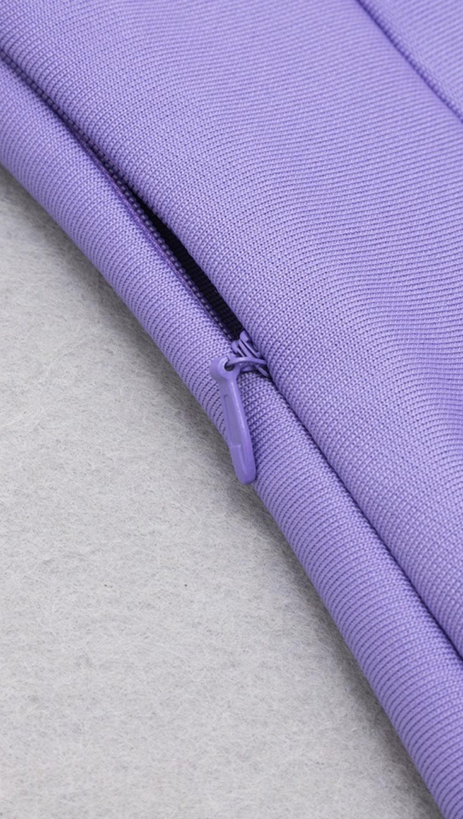 GAUZE RUCHED MIDI DRESS IN PURPLE