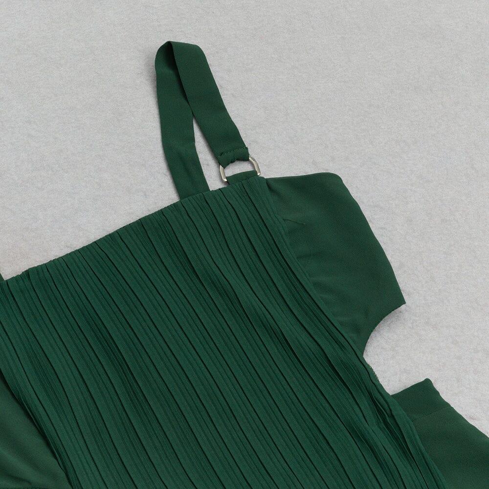 AIIZIE GREEN SLEEVELESS STRAP PLEATED DRESS - product image