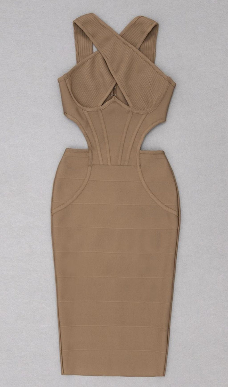 CUT OUT BODYCON MIDI DRESS