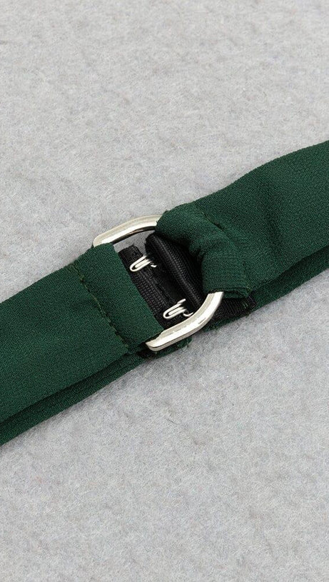 GREEN SLEEVELESS STRAP PLEATED DRESS