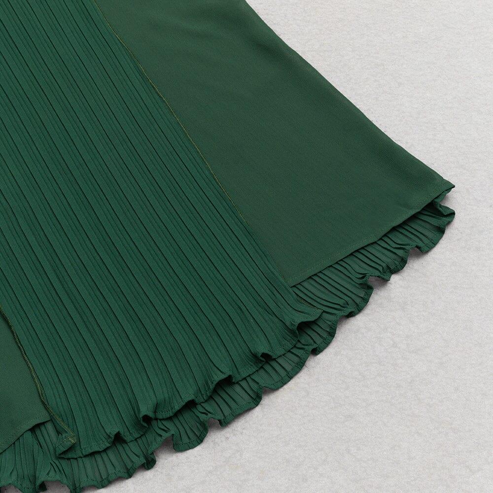 AIIZIE GREEN SLEEVELESS STRAP PLEATED DRESS - product image