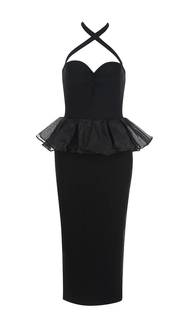 AIIZIE HALTER BANDAGE MIDI DRESS IN BLACK - product image