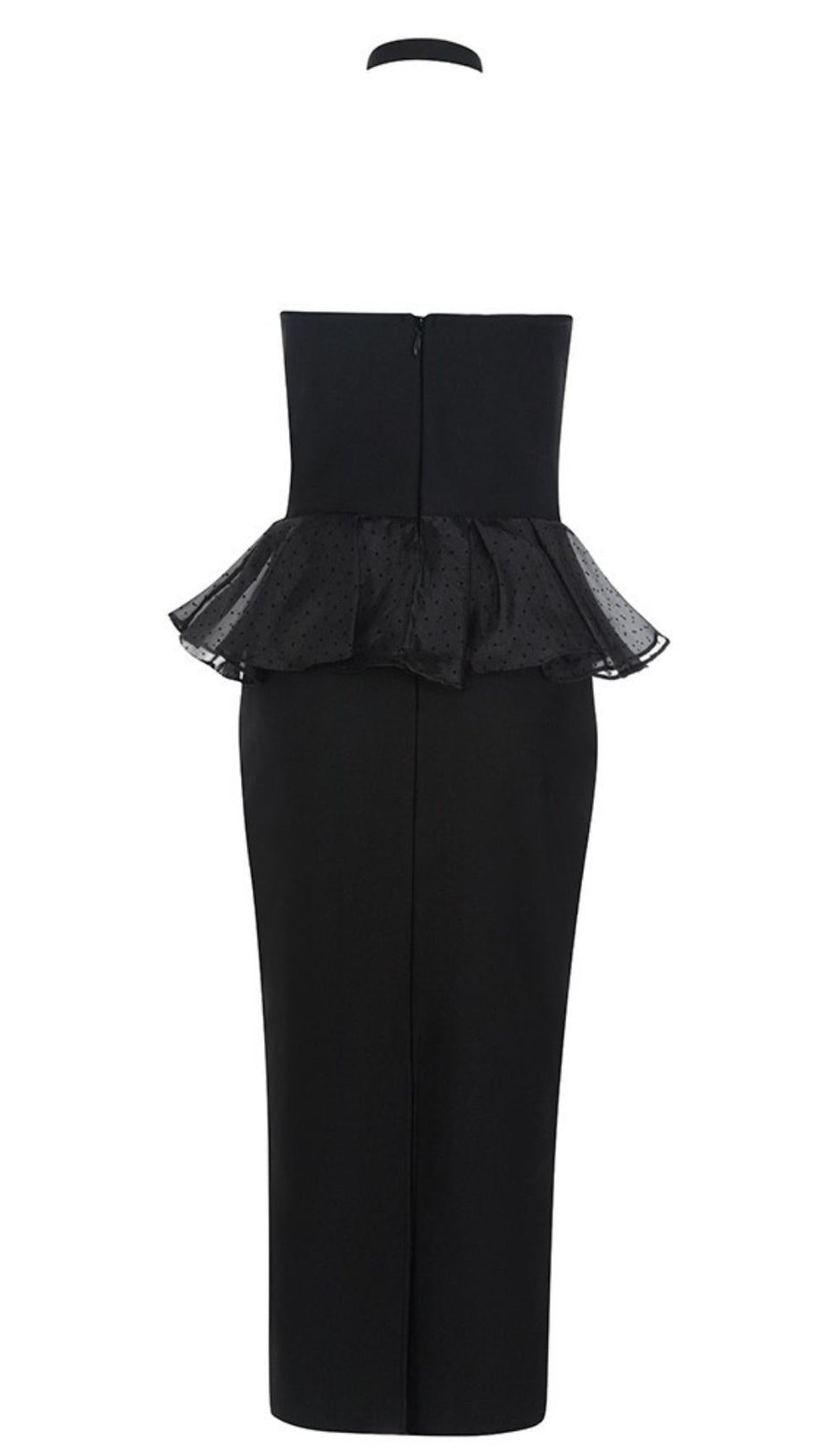 HALTER BANDAGE MIDI DRESS IN BLACK