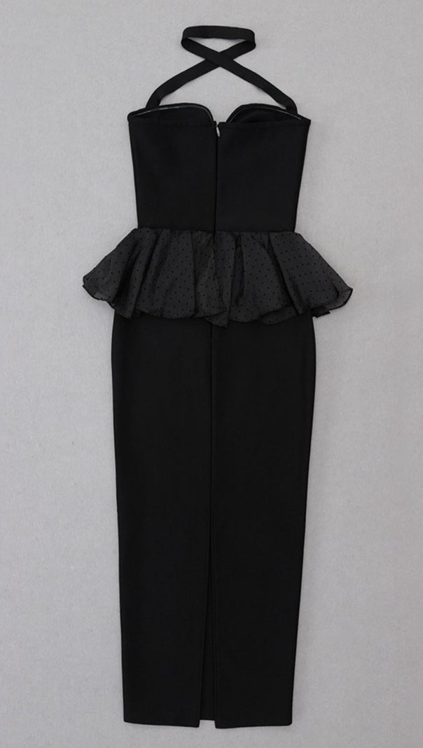 AIIZIE HALTER BANDAGE MIDI DRESS IN BLACK - product image
