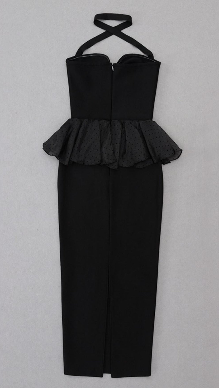 HALTER BANDAGE MIDI DRESS IN BLACK