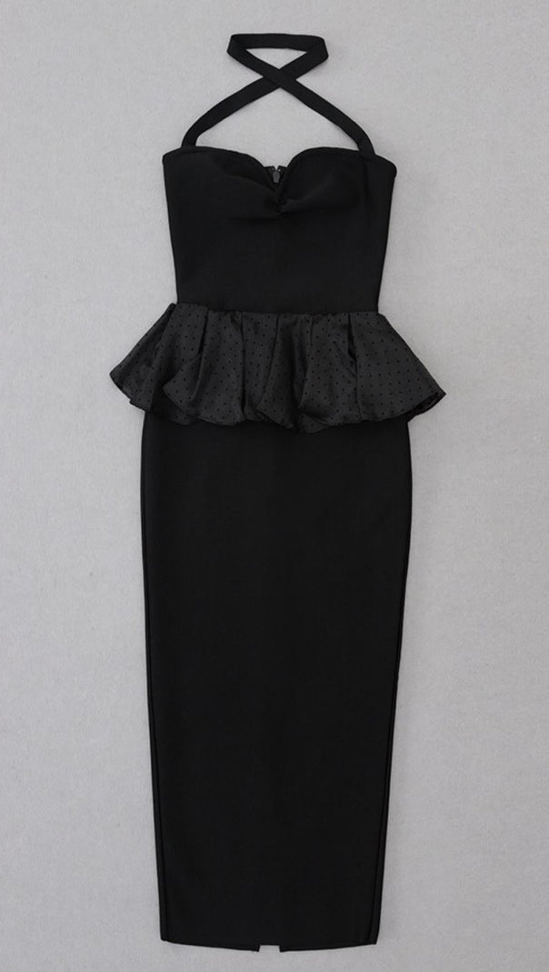 AIIZIE HALTER BANDAGE MIDI DRESS IN BLACK - product image