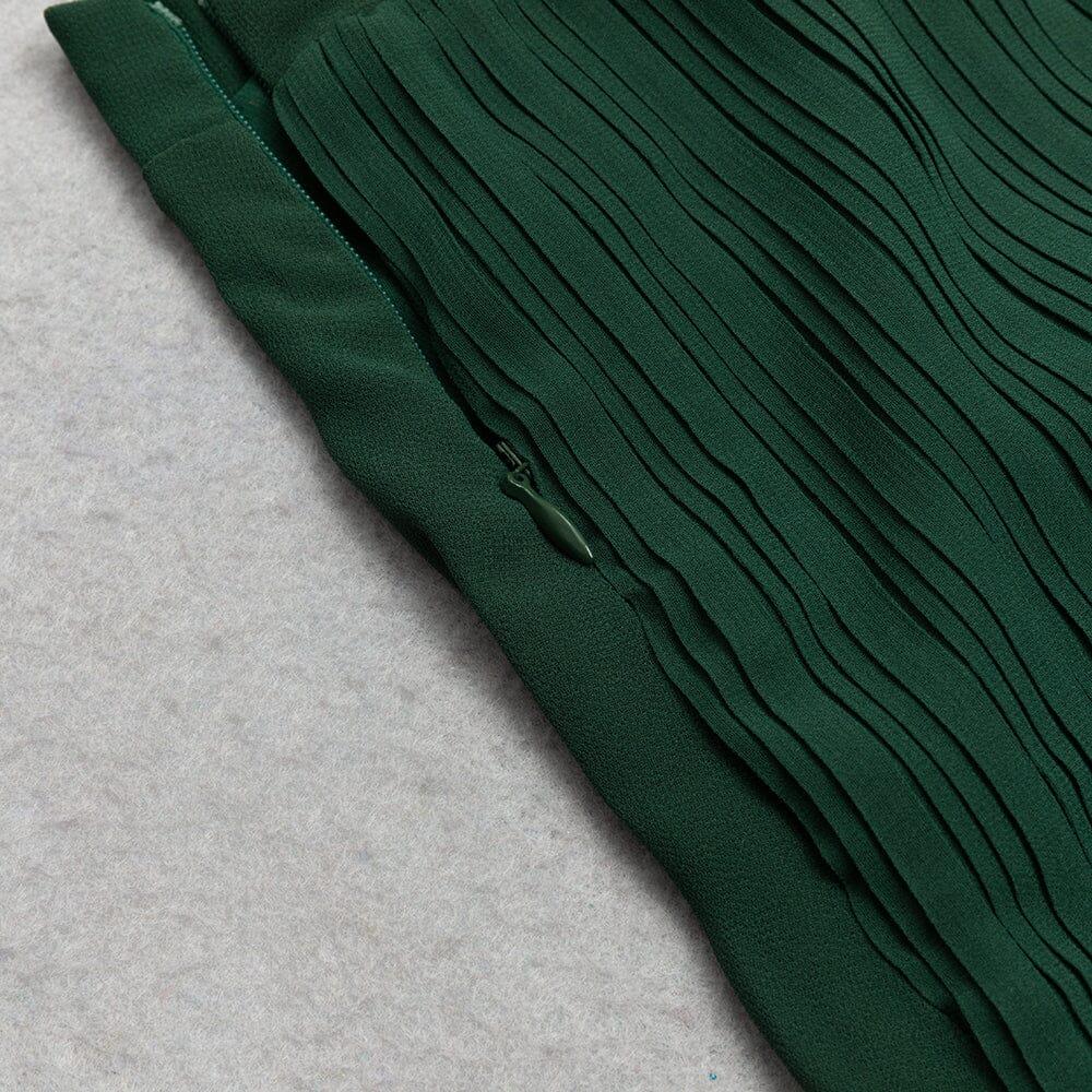 AIIZIE GREEN SLEEVELESS STRAP PLEATED DRESS - product image