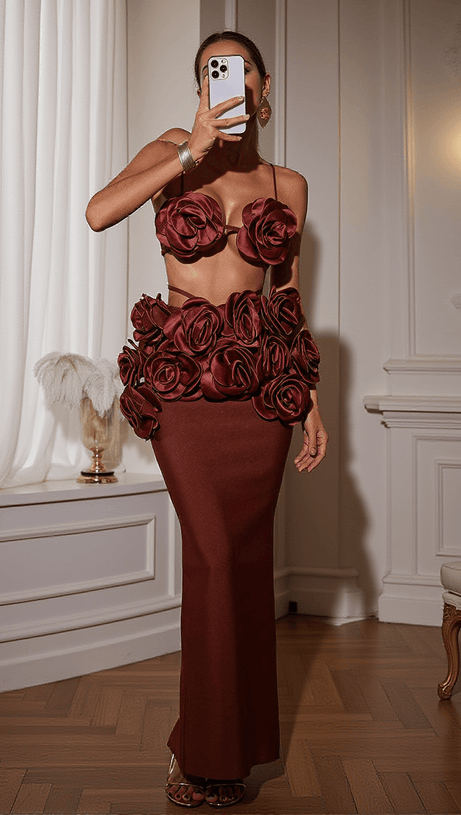 IRMA FLOWER BANDAGE SKIRT SET
