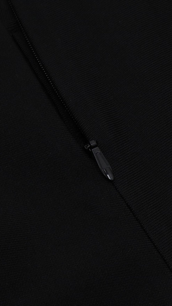 ABITO MIDI CON BENDAGGIO E SCOLLO A V NERO