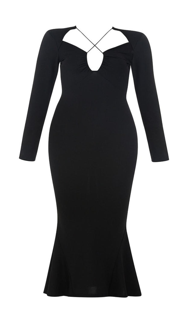 AIIZIE PLUS SIZE LONG SLEEVES MIDI DRESS - product image