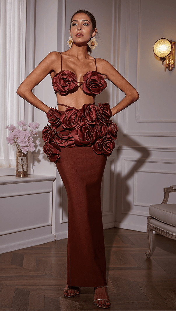AIIZIE IRMA FLOWER BANDAGE SKIRT SET - product image