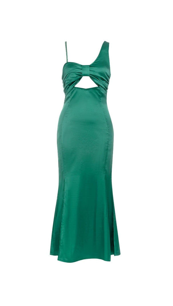 AIIZIE GREEN SATIN MAXI DRESS - product image