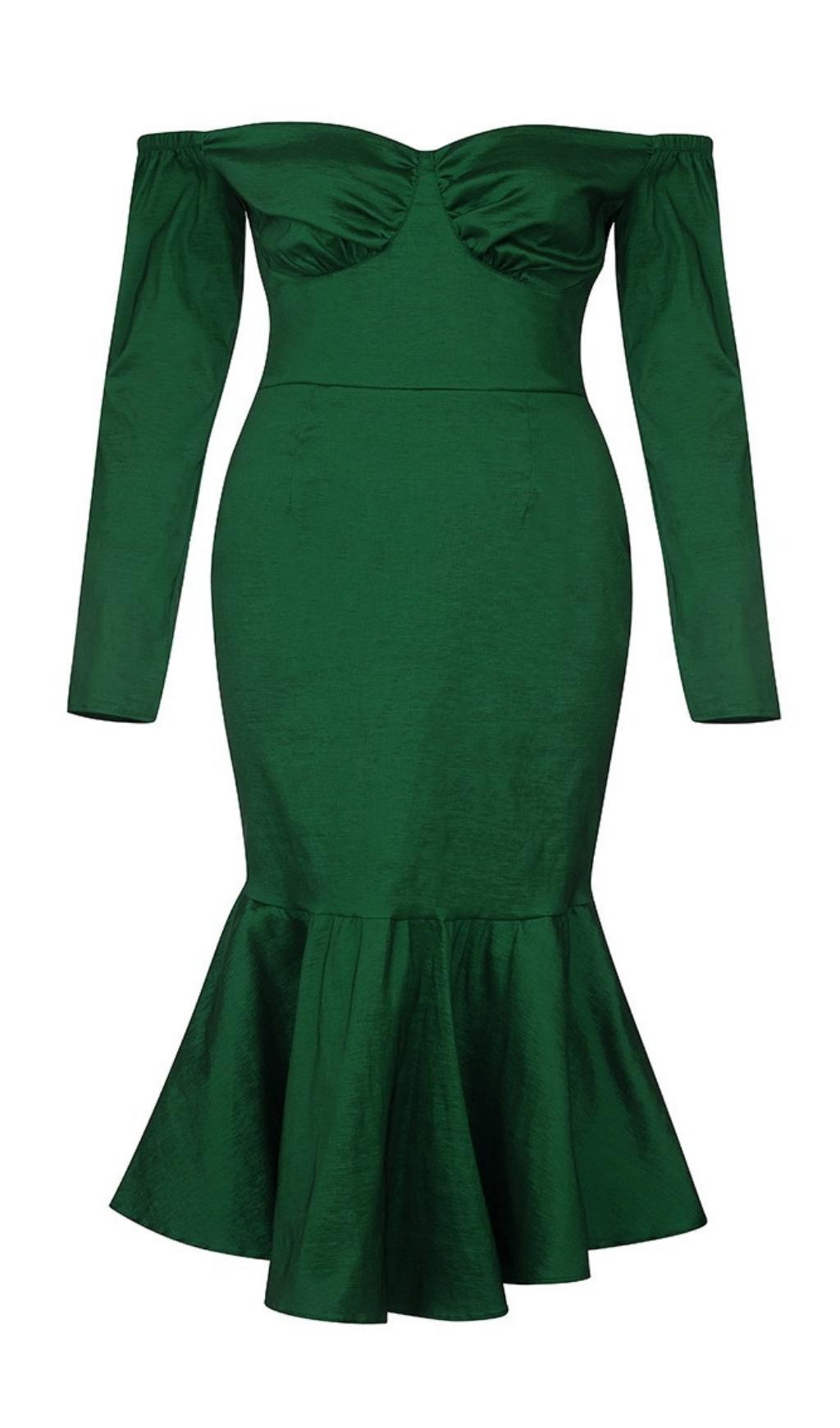 ABITO MIDI CON SPALLE SCOPERTE TAGLIE FORTI