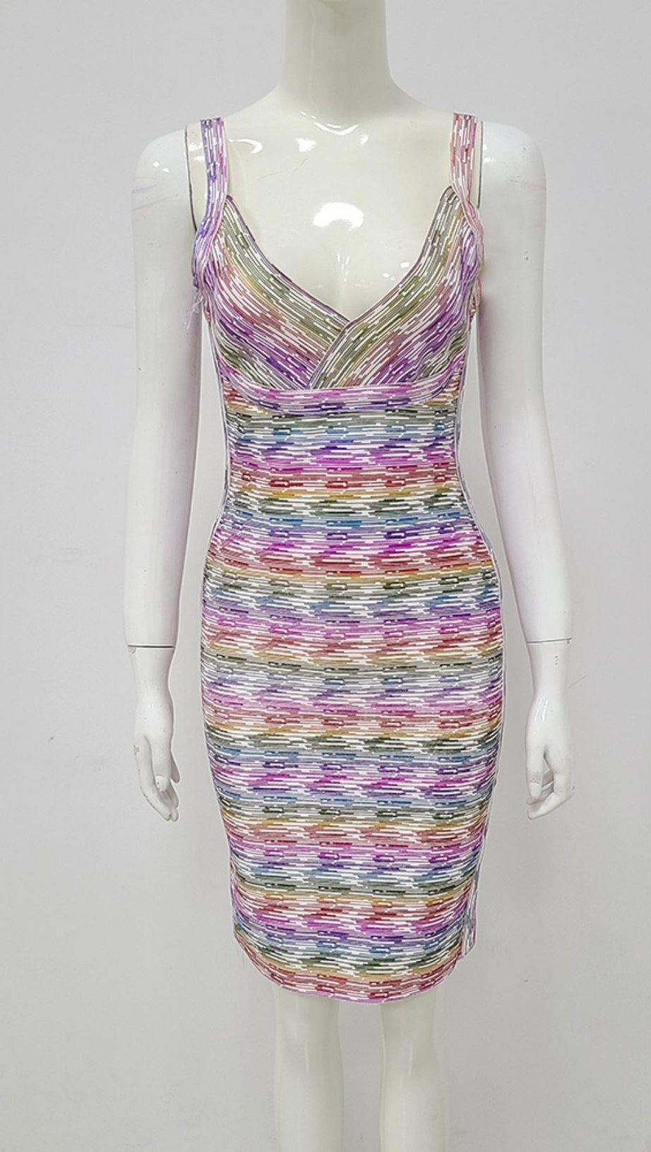 BANDAGE V-AUSSCHNITT BODYCON MINIKLEID