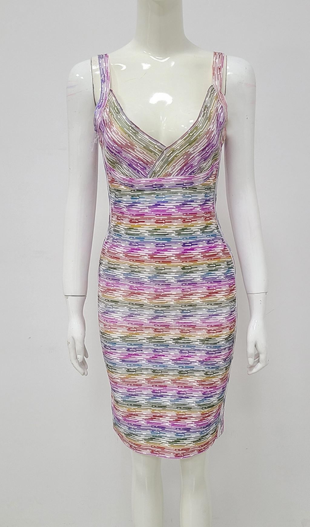 BANDAGE V-AUSSCHNITT BODYCON MINIKLEID