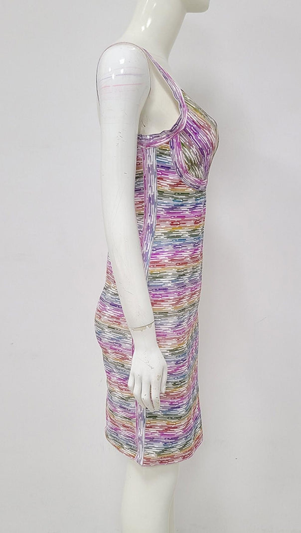 AIIZIE BANDAGE V NECK BODYCON MINI DRESS - product image