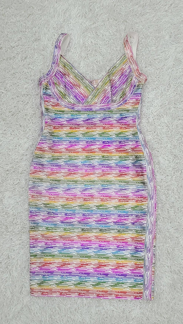 AIIZIE BANDAGE V NECK BODYCON MINI DRESS - product image
