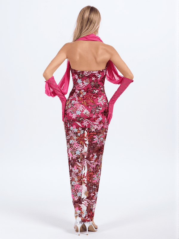 Ziegler – Trägerloses Midikleid mit Blumenmuster und Schlitz