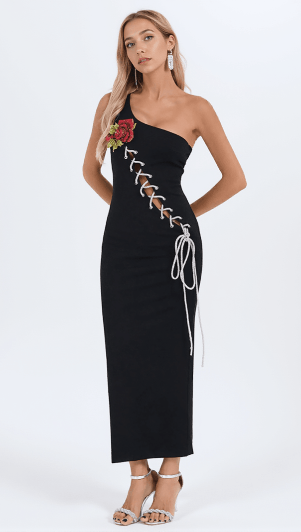 AIIZIE ENGEL LACE UP FLOWER MIDI DRESS - product image
