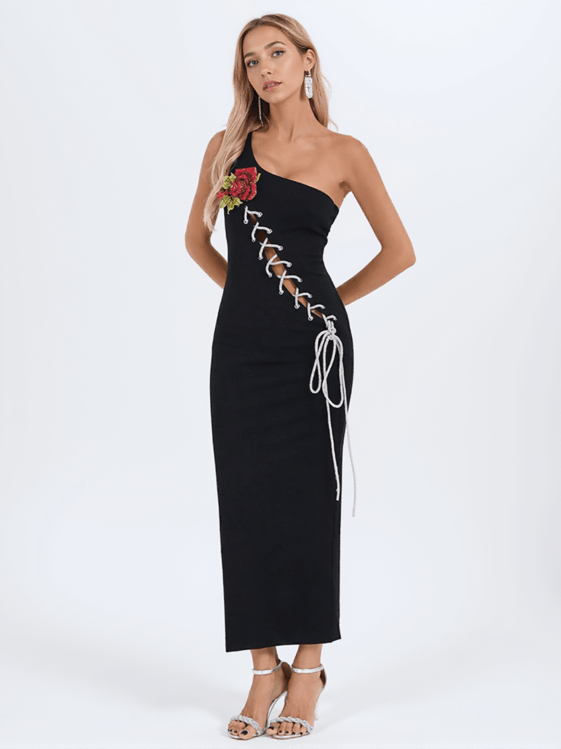 Engel – Midikleid mit Blumenmuster und Schnürung