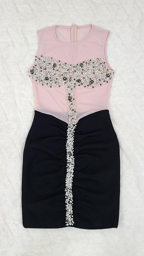 AIIZIE LACE CRYSTAL MIDI DRESS IN BLACK - product image