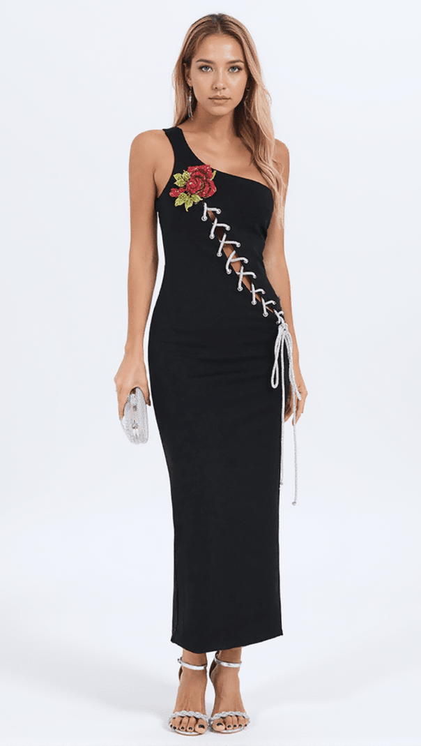AIIZIE ENGEL LACE UP FLOWER MIDI DRESS - product image