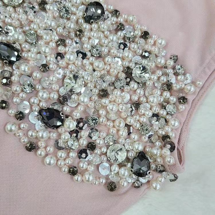 MIDIKLEID MIT SPITZE UND KRISTALL IN SCHWARZ